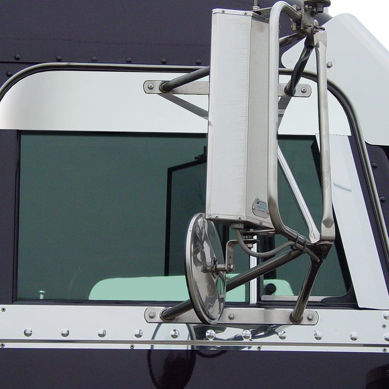 RoadWorks | Stainless Steel 5" Chop Tops for Peterbilt Cab Windows 1973-2004, Polished Finish | 30436 - Image 1
